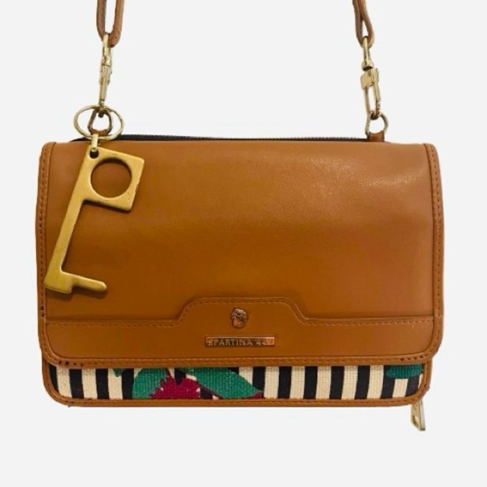 Spartina 449 Beach Linen Crossbody Bag with Gold Accent